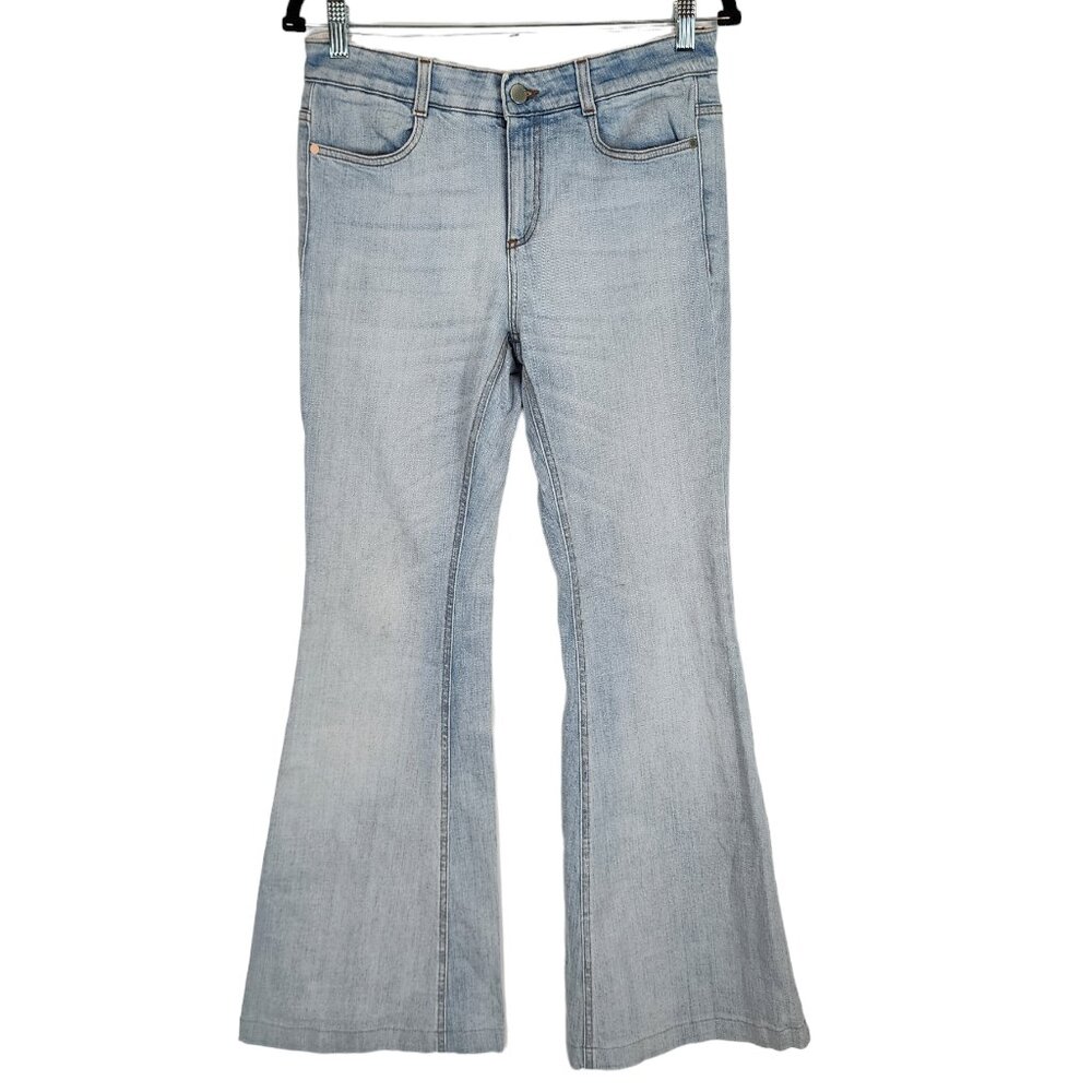 Stella McCartney Mid Rise Flare Jeans 70's Style Flare Denim Jeans Light Wash 31